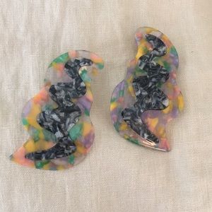 Zara acetate multicolored ruffled earrings